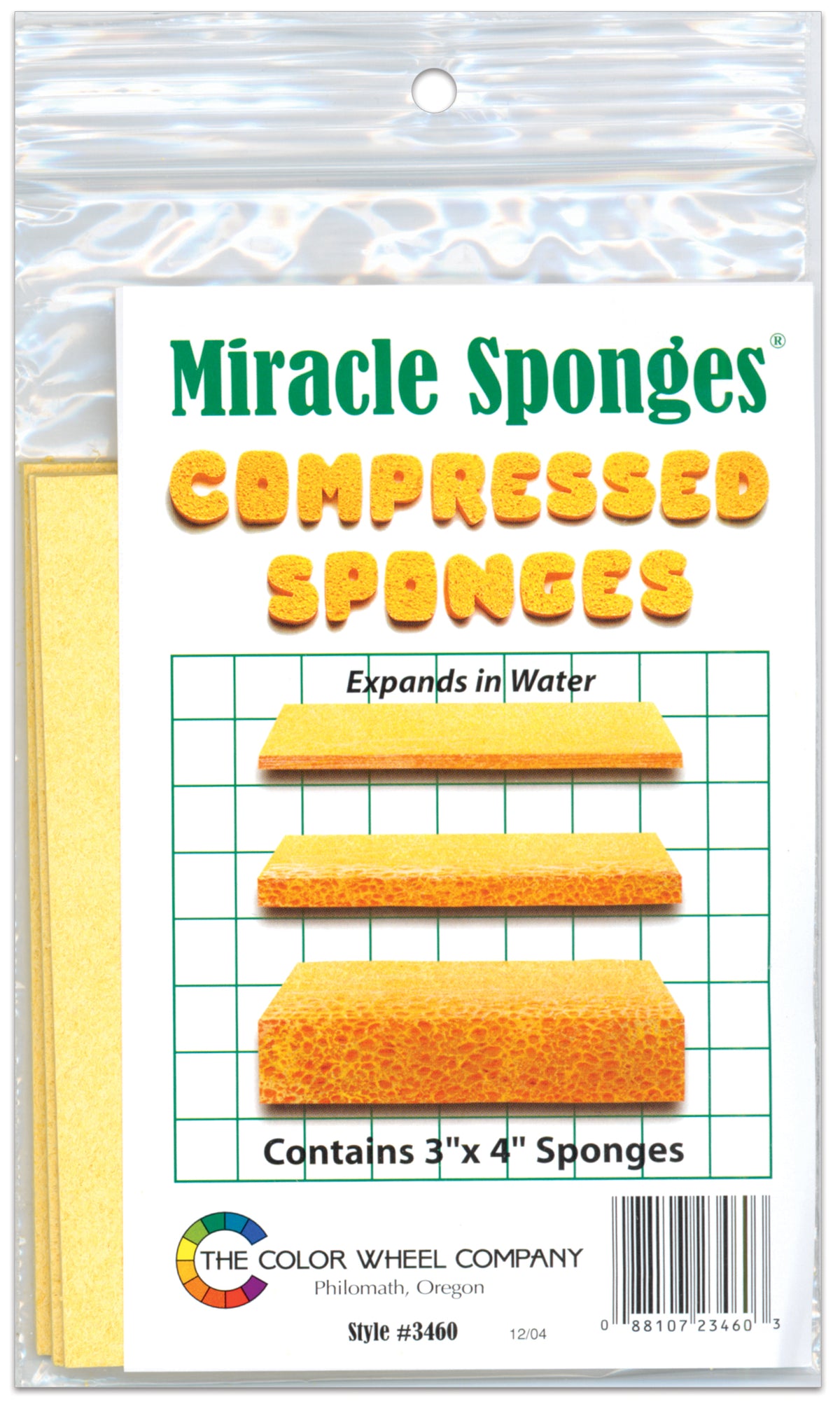 Color Wheel Miracle Sponges Compressed Sponges 4/Pkg-3"X4"