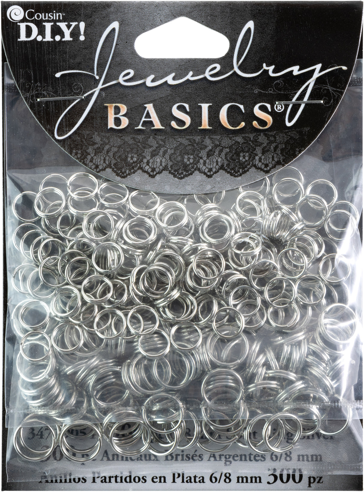 CousinDIY Jewelry Basics Metal Findings 300/Pkg-Silver Split Rings 6mm To 8mm