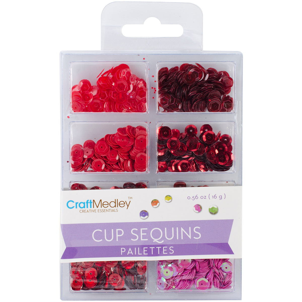 Craft Medley(TM) Creative Essentials Cup Sequins 7mm 0.56oz-Rouge
