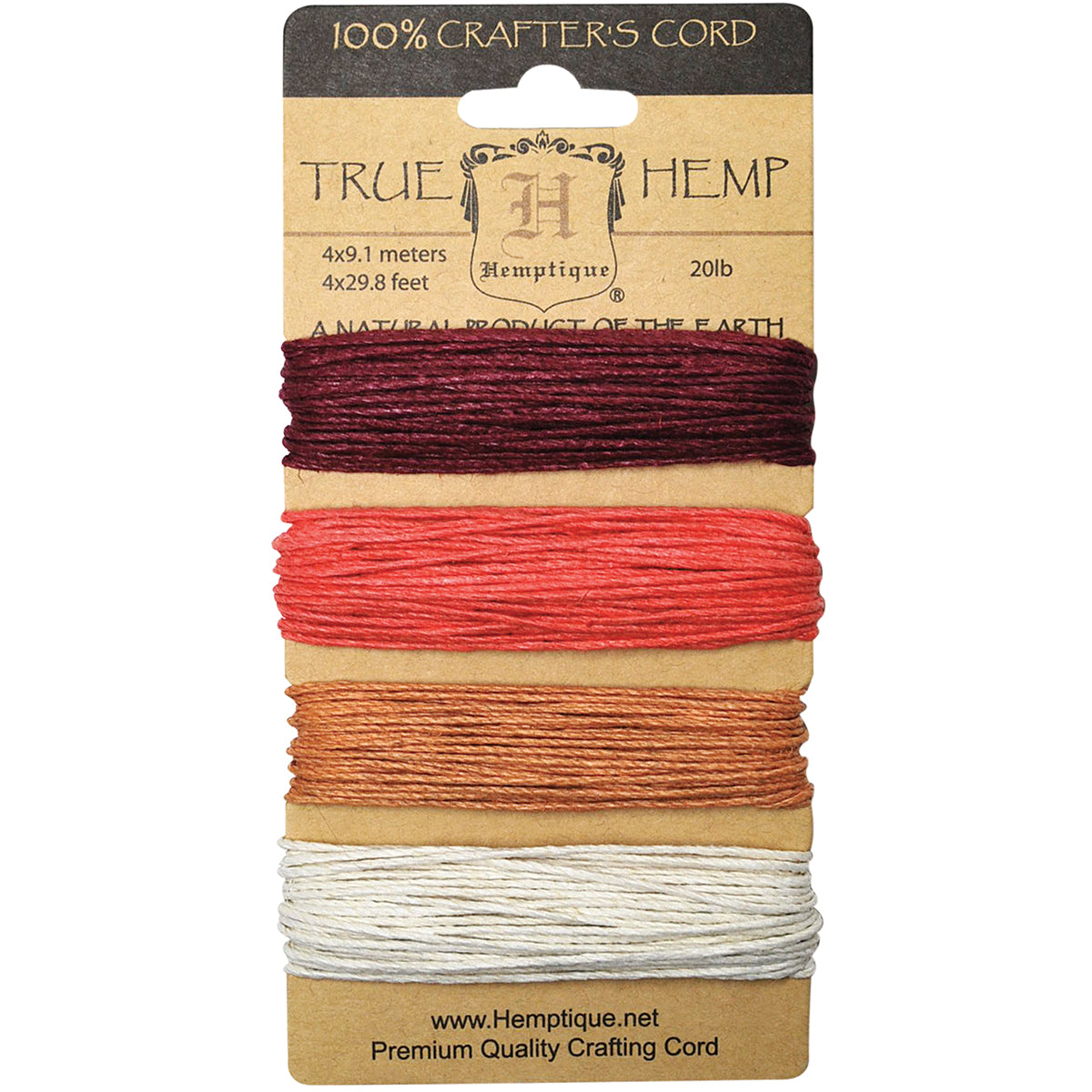 Hemptique Hemp Cord 20lb 120'-Coral Reef