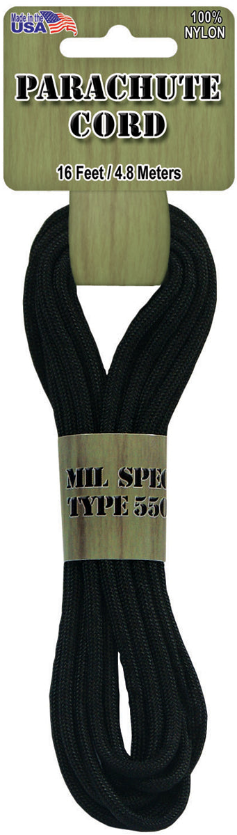 Pepperell Braiding Parachute Cord 4mmx16'-Black