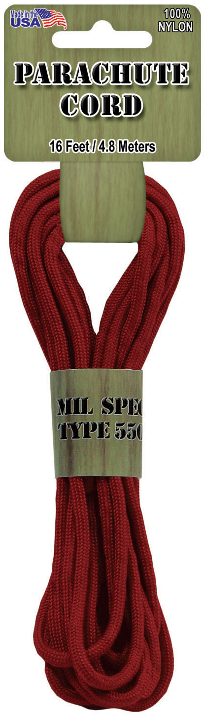 Pepperell Braiding Parachute Cord 4mmx16'-Red