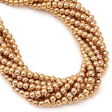 Titanium 14K Gold Plated Hematite Smooth Round Beads 3mm 15.5'' Strd