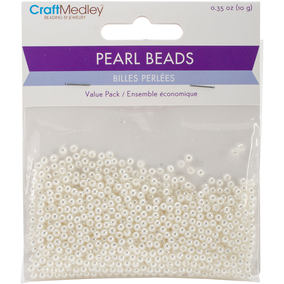 Craft Medley Pearl Beads Value Pack-3mm Ivory 850/Pkg