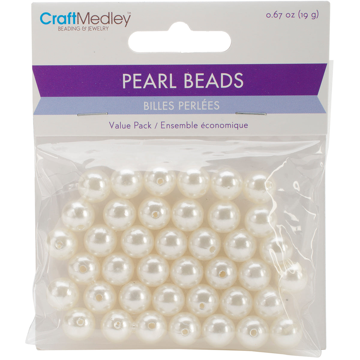 Craft Medley Pearl Beads Value Pack-10mm Ivory 40/Pkg