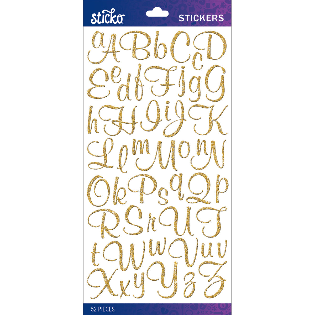 Sticko Alphabet Stickers-Gold Glitter Script Small