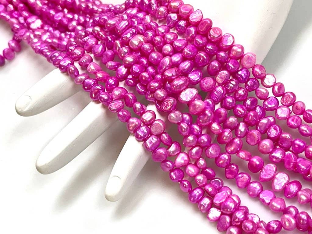 Hot Pink Color Pearl Gemstone Beads Strand For Jewelry
