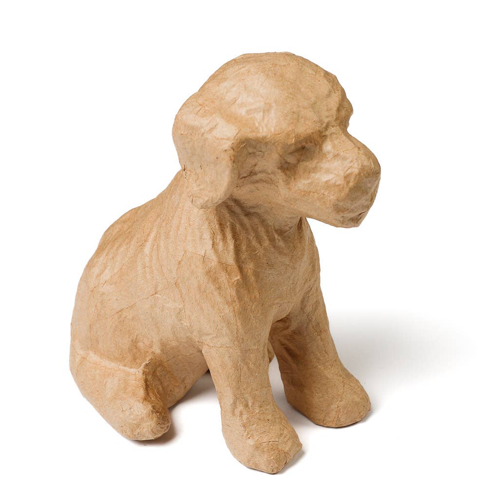 Premade Unfinished Paper Mache Puppy Dog Figurine