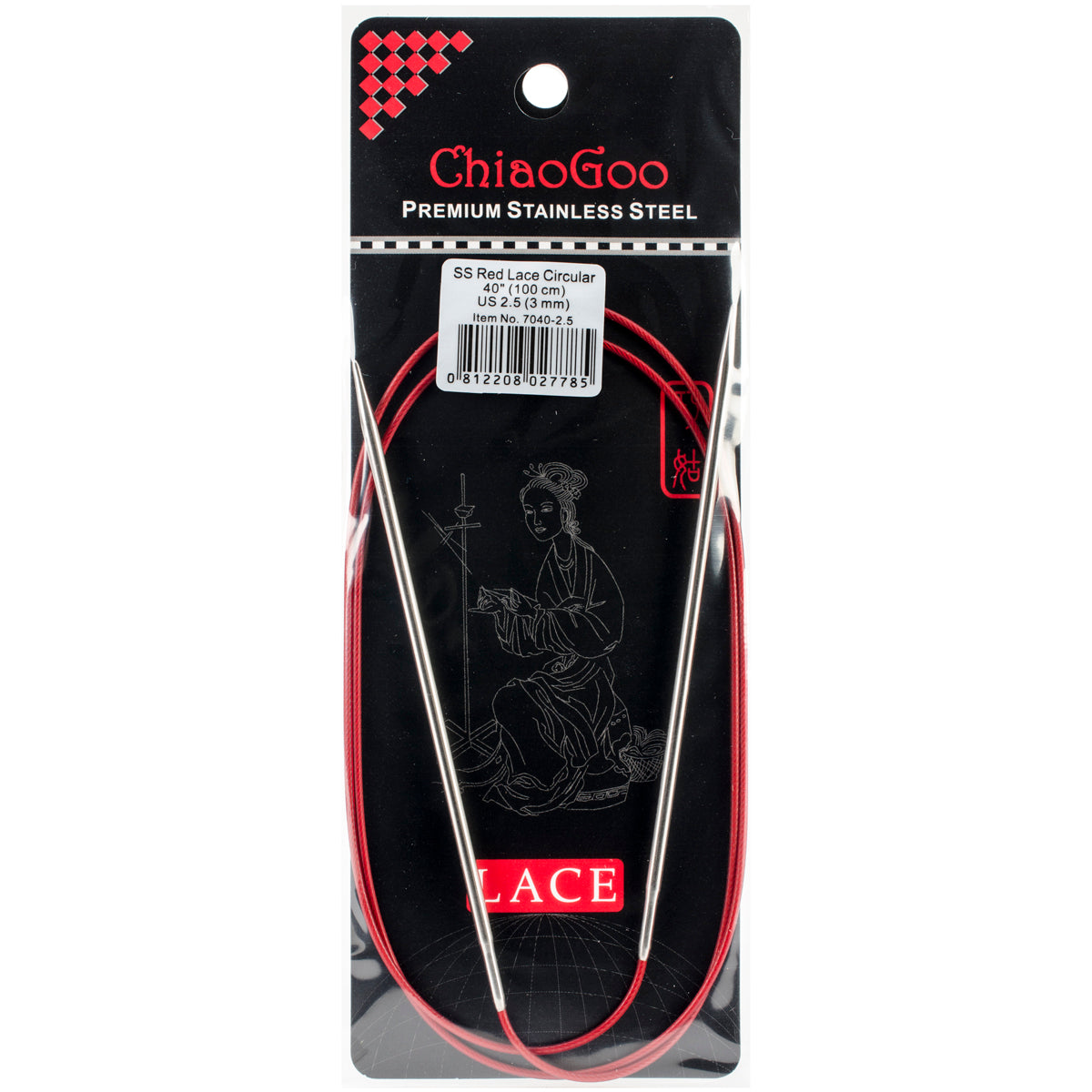 ChiaoGoo Red Lace Stainless Circular Knitting Needles 40"-Size 2.5/3mm