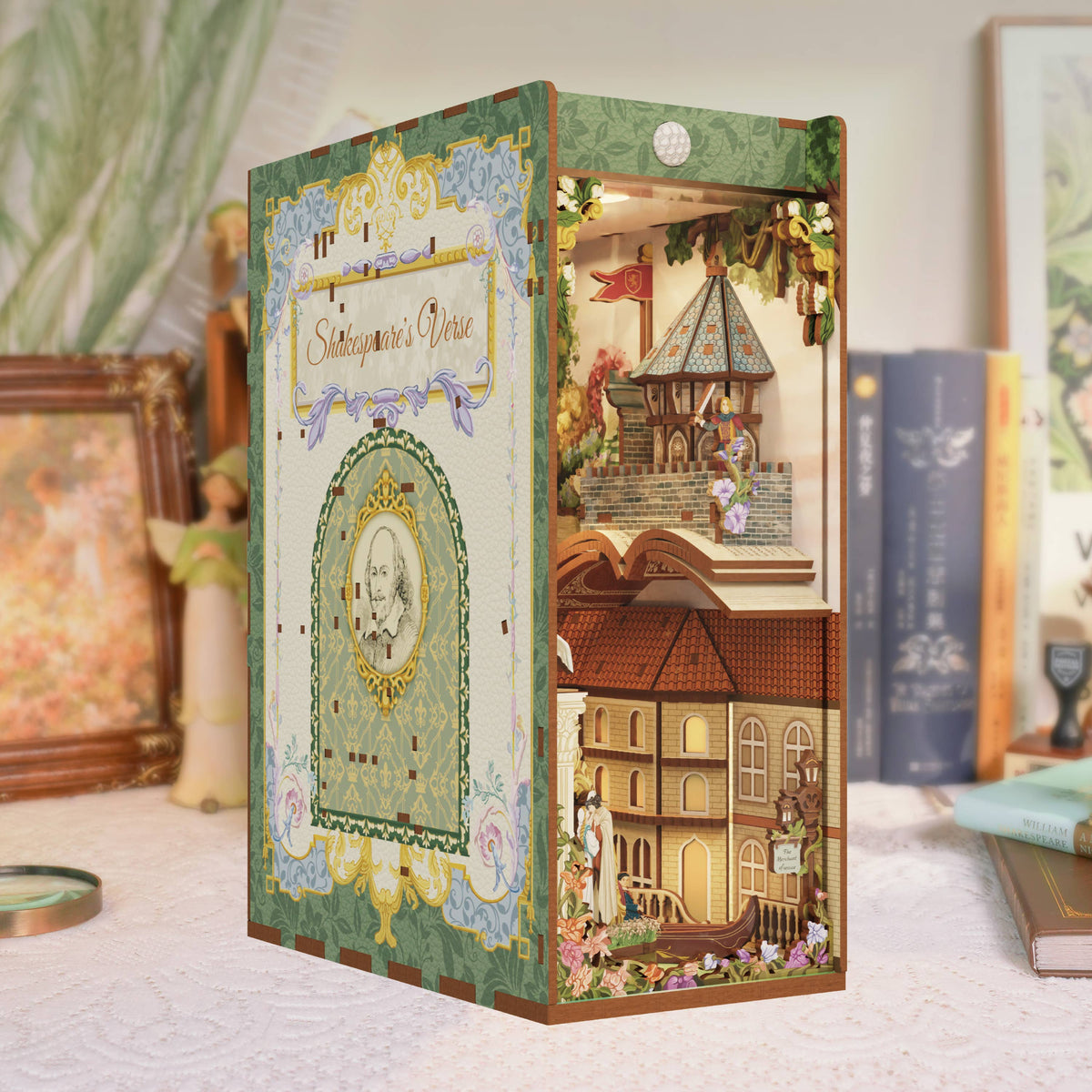 DIY Book Nook Kit: Shakespeare's Verse with Dust Cover