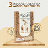 3D Laser Cut Wooden Puzzle Bundle Pack: Bird Animals