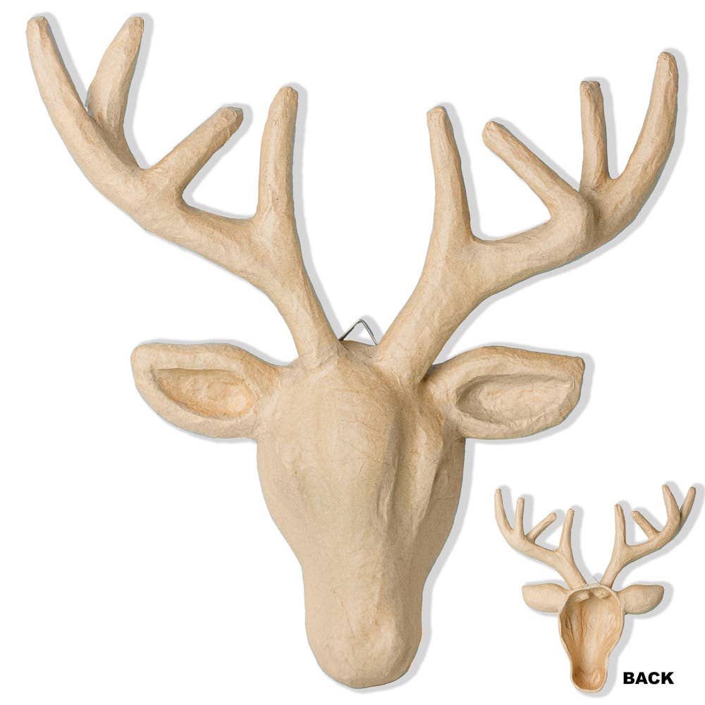 Paper Mache Animal - 16" Stag Buck Deer Head with Antlers