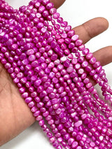 Hot Pink Color Pearl Gemstone Beads Strand For Jewelry