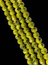 8mm Floral Porcelain Beads Strands, 8mm Ceramic Round