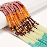 15 Multi-color Gemstone Smooth Rondelle Beads Size 2x4mm 15" Strand