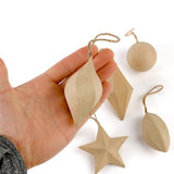 Set of 6 Assorted Shape Paper Mache Christmas Ornaments