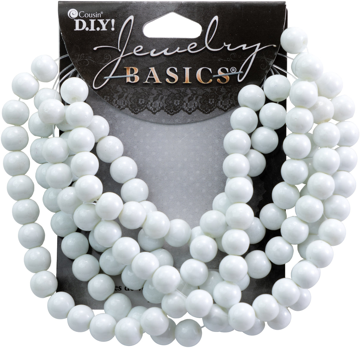 CousinDIY Jewelry Basics Glass Beads 8mm 130/Pkg-White Opaque Round