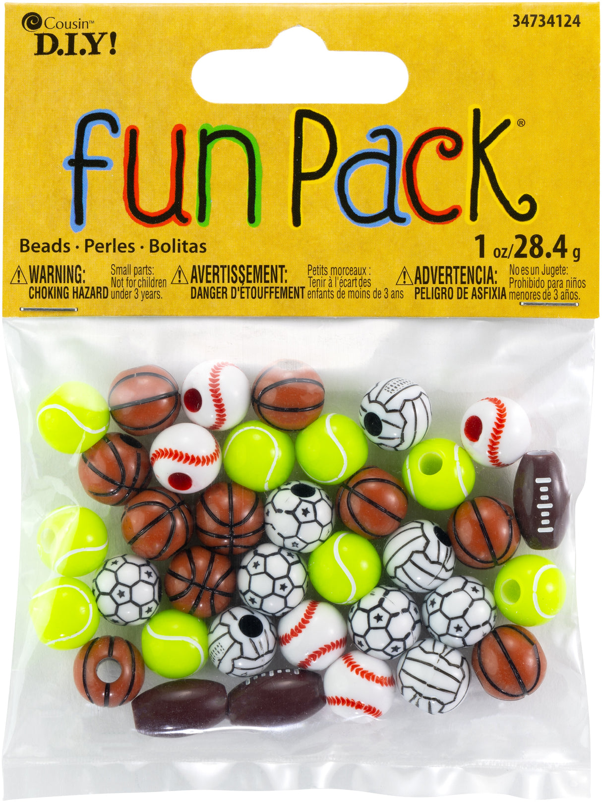 CousinDIY Fun Pack Acrylic Sports Beads 1oz-Assorted Balls