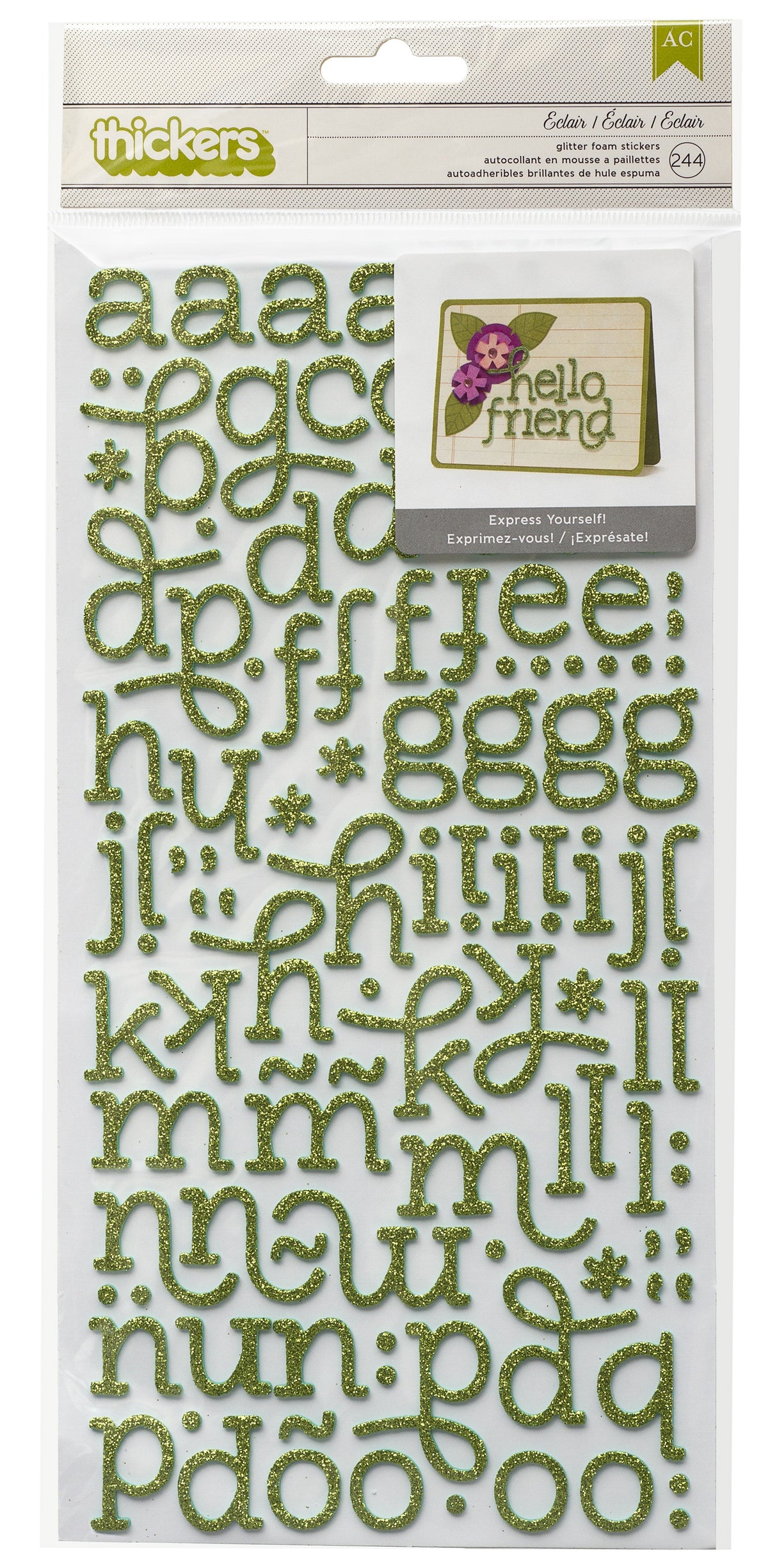 Thickers Glitter Foam Stickers 6"X11" Sheets 2/Pkg-Eclair - Cucumber