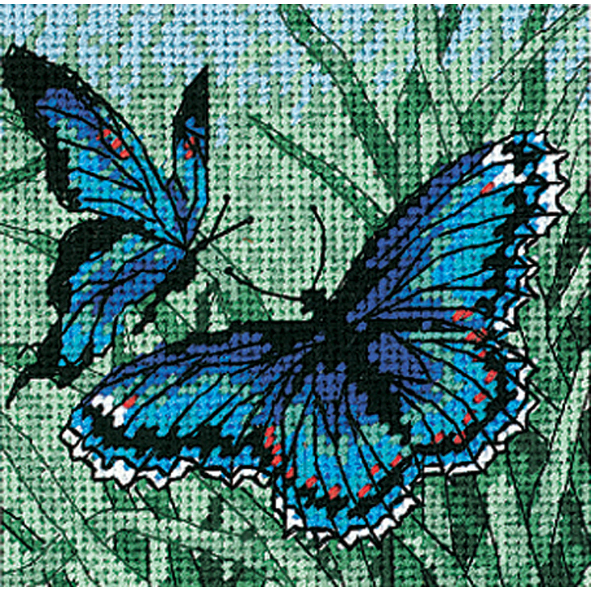 Dimensions Mini Needlepoint Kit 5"X5"-Butterfly Duo Stitched In Thread