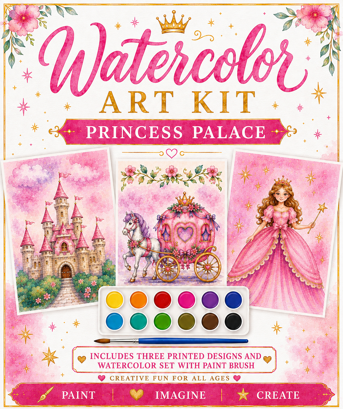 Watercolor Art Kit: Princess Theme Designs