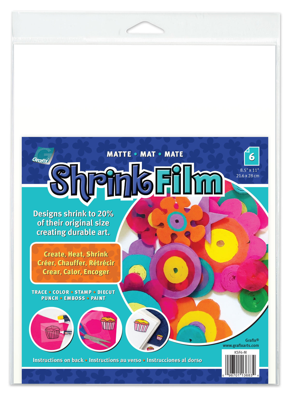 Grafix Shrink Film 8.5"X11" 6/Pkg-Matte