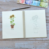 Watercolor workbook, Sunflower Watercoloring book