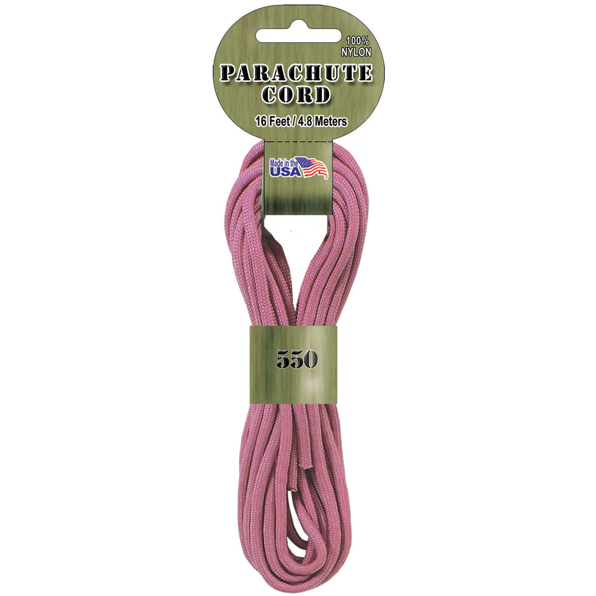 Pepperell Braiding Parachute Cord 4mmx16'-Pink