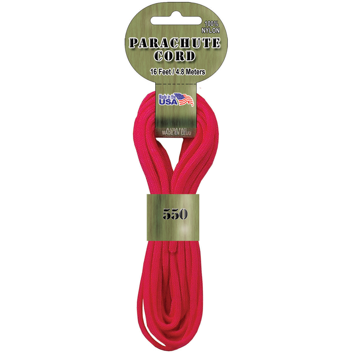 Pepperell Braiding Parachute Cord 4mmx16'-Neon Pink