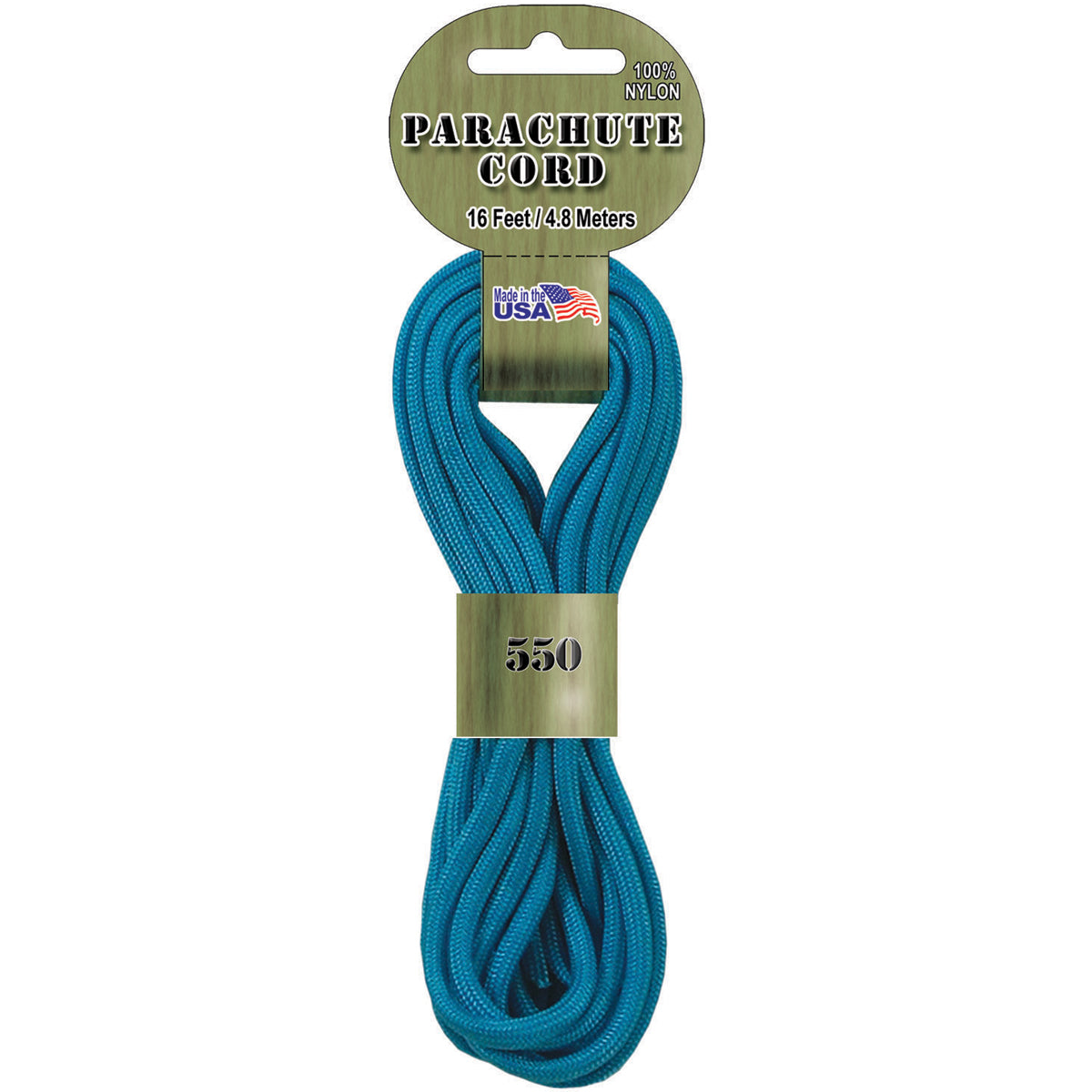 Pepperell Braiding Parachute Cord 4mmx16'-Turquoise