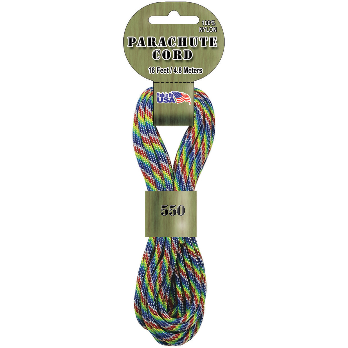 Pepperell Braiding Parachute Cord 4mmx16'-Rainbow