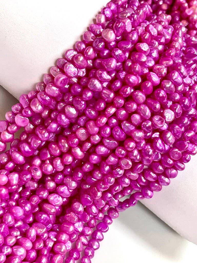 Hot Pink Color Pearl Gemstone Beads Strand For Jewelry