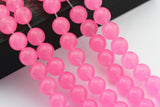 Dark Pink Dyed Jade Smooth Round Beads 6mm 15.5" Strand