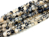 Black Dragon Vein Agate Gemstone Round Beads Strands 8mm