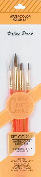 Crafter's Choice Watercolor Brush Set 4/Pkg-