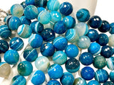 Blue Lagoon Faceted Agate Gemstone 14mm Round Beads Strand