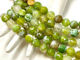 Lime Moss Agate Gemstone Faceted Round Beads Strands 12mm
