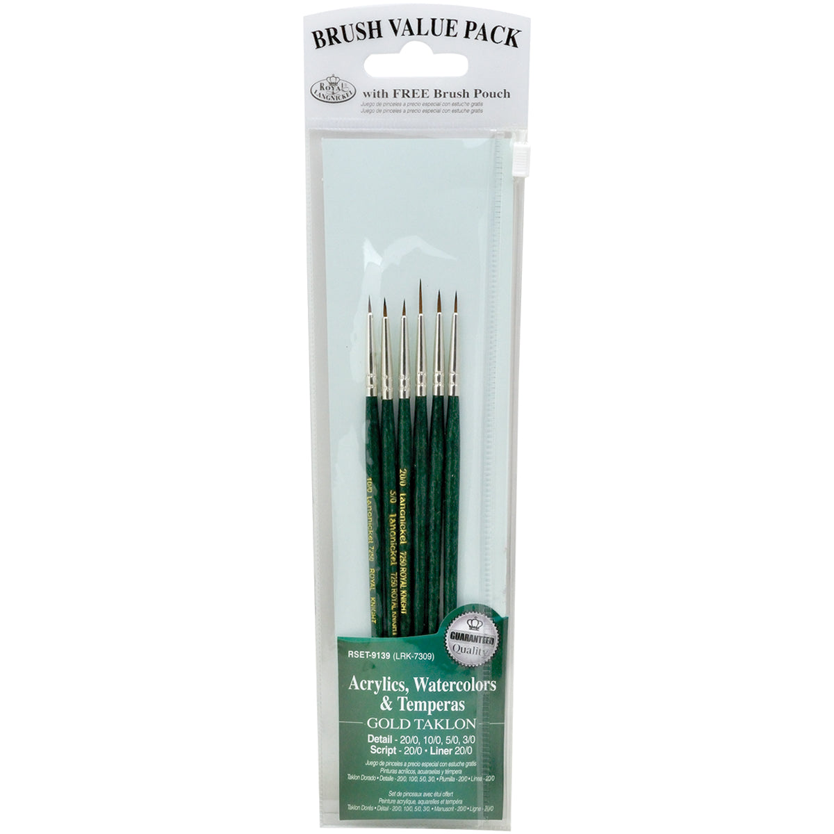 Royal & Langnickel(R) Gold Taklon Value Pack Brush Set-Detail 6/Pkg