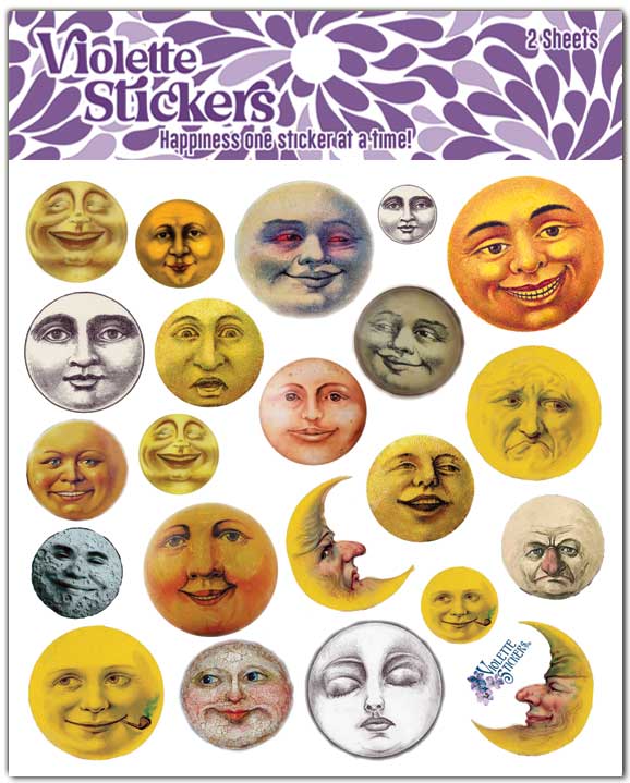 Violettet Stickers, K101 Moon Face Stickers