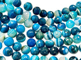 Blue Lagoon Faceted Agate Gemstone 14mm Round Beads Strand