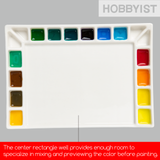 MEEDEN 18-Well Porcelain Artist Paint Palette, Mixing Art Ceramic Watercolor Paint Palette for Watercolor Gouache Acrylic Oil Painting, Rectangle 8 by 5-1/2-Inch