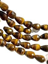Tiger Eye Gemstone Faceted Drops Beads Strand 15x10mm