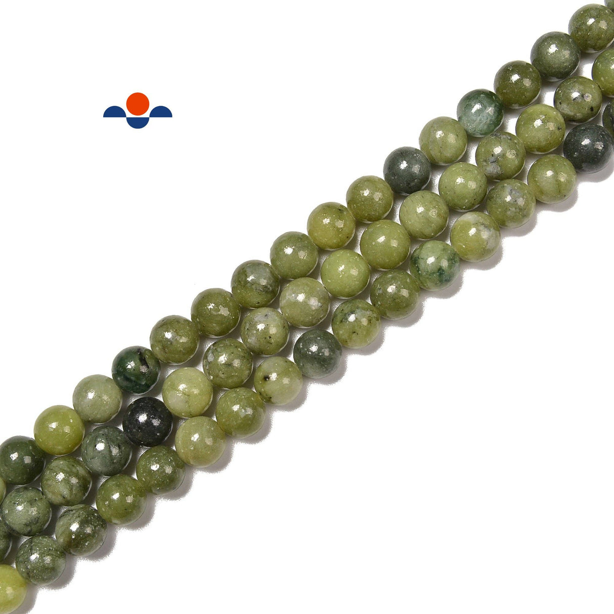 Natural Chinese Green Jade Smooth Round Beads  8mm 15.5'' Strand