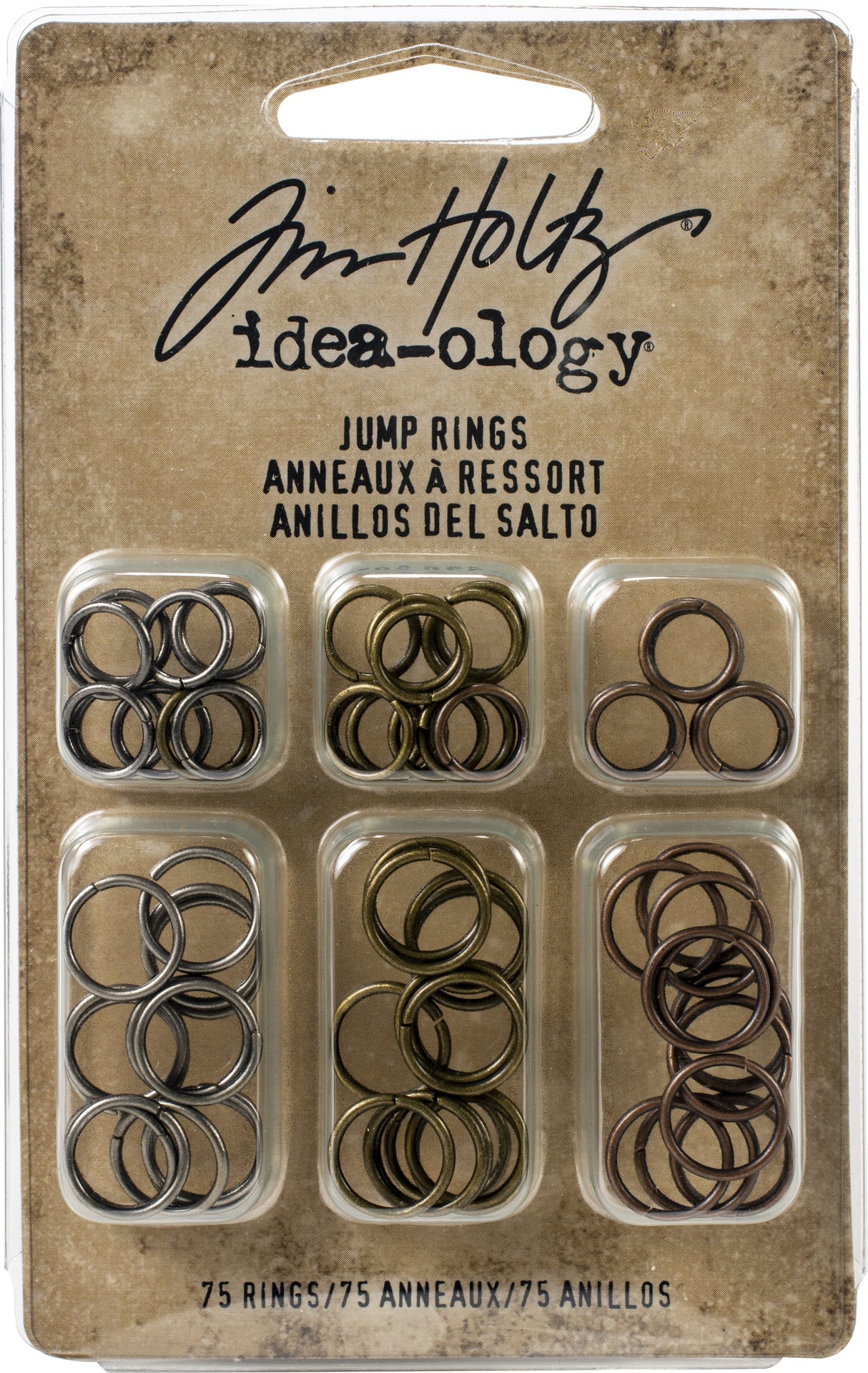 Idea-Ology Metal Jump Rings 8mm & 10mm 75/Pkg-Antique Nickel, Brass & Copper