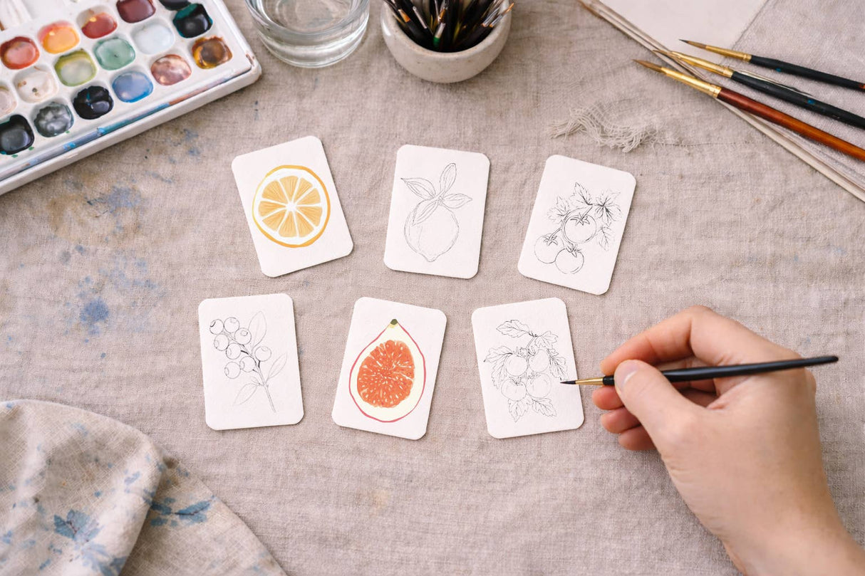 Paintable Watercolor Card Deck - Fruits and Veggies