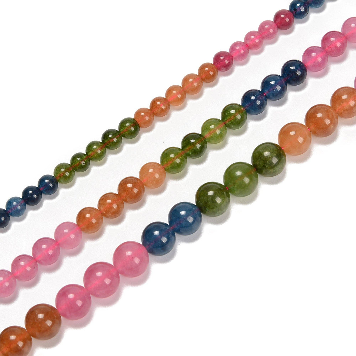 Chakra Rainbow Dyed Jade Smooth Round Beads 8mm  15.5''Strand