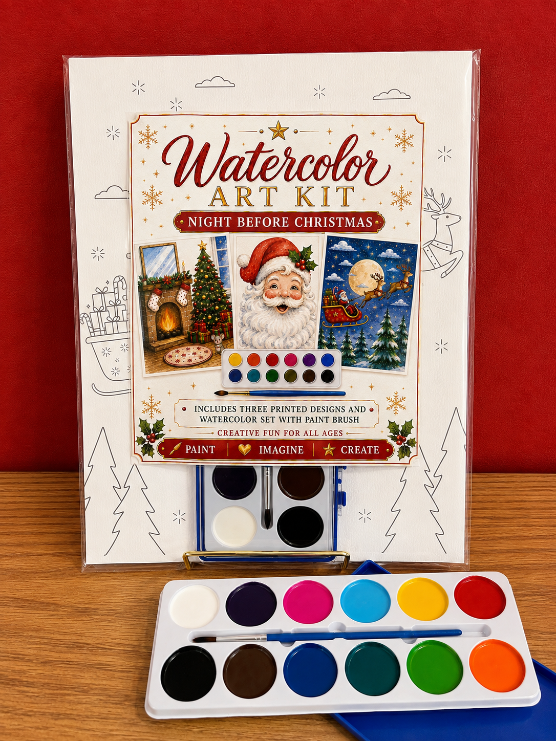 Watercolor Art Kit: Santa Night Before X-Mas Theme Designs