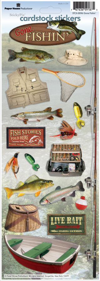 Paper House Cardstock Stickers 4.625"X13" -Gone Fishing