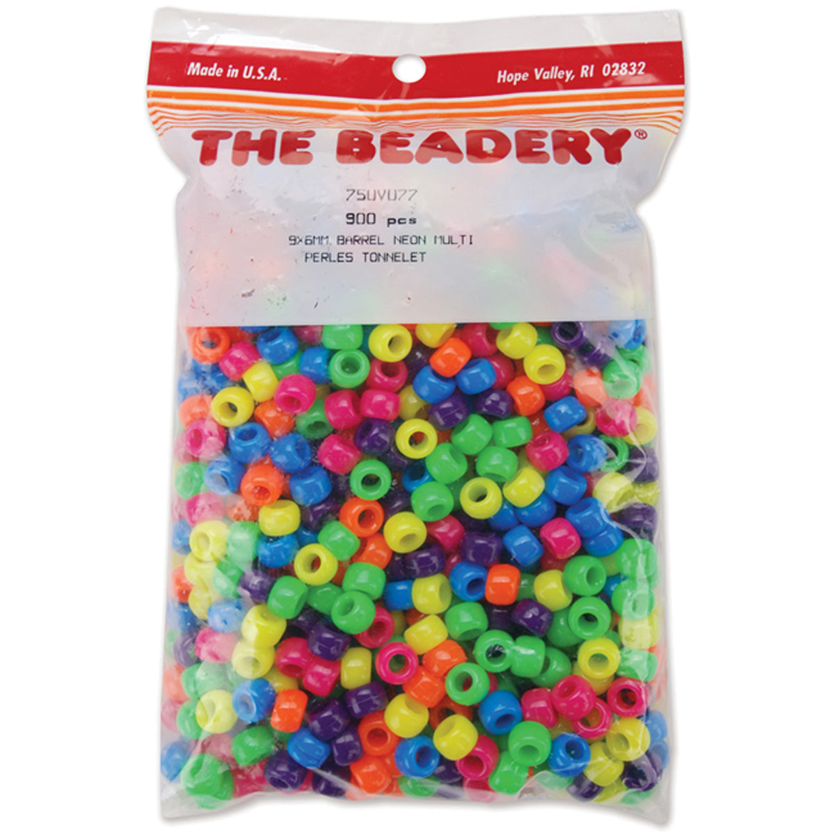 The Beadery Pony Beads 6mmX9mm 900/Pkg-Neon Multicolor