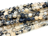 Black Dragon Vein Agate Gemstone Round Beads Strands 8mm